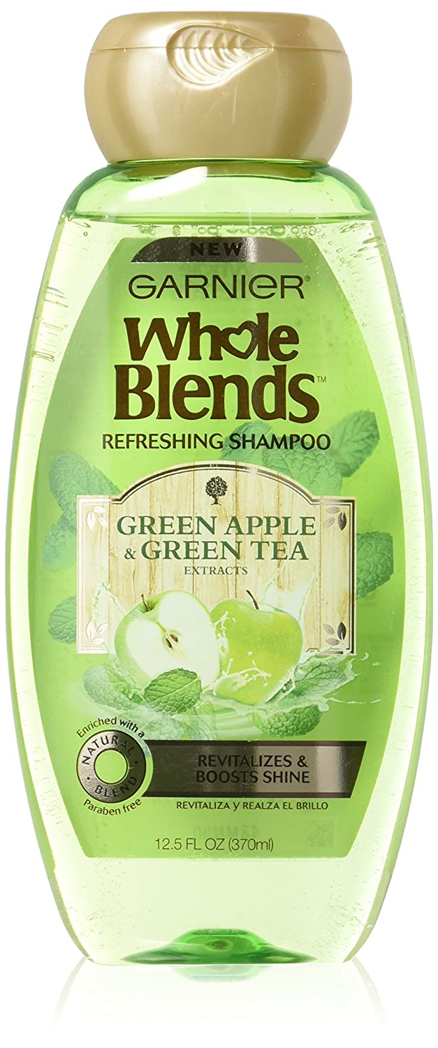 Garnier Whole Blends Shampoo with Green Apple & Green Tea Extracts, Normal Hair, 12.5oz