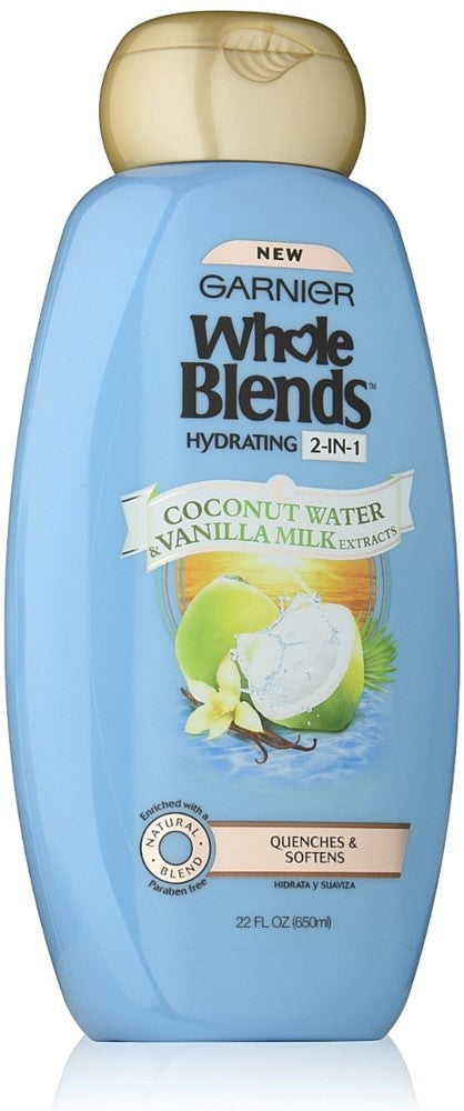 Garnier Whole Blends Hydrating 2-in-1 Shampoo & Conditioner, Coconut Water & Vanilla Milk Extracts 22oz