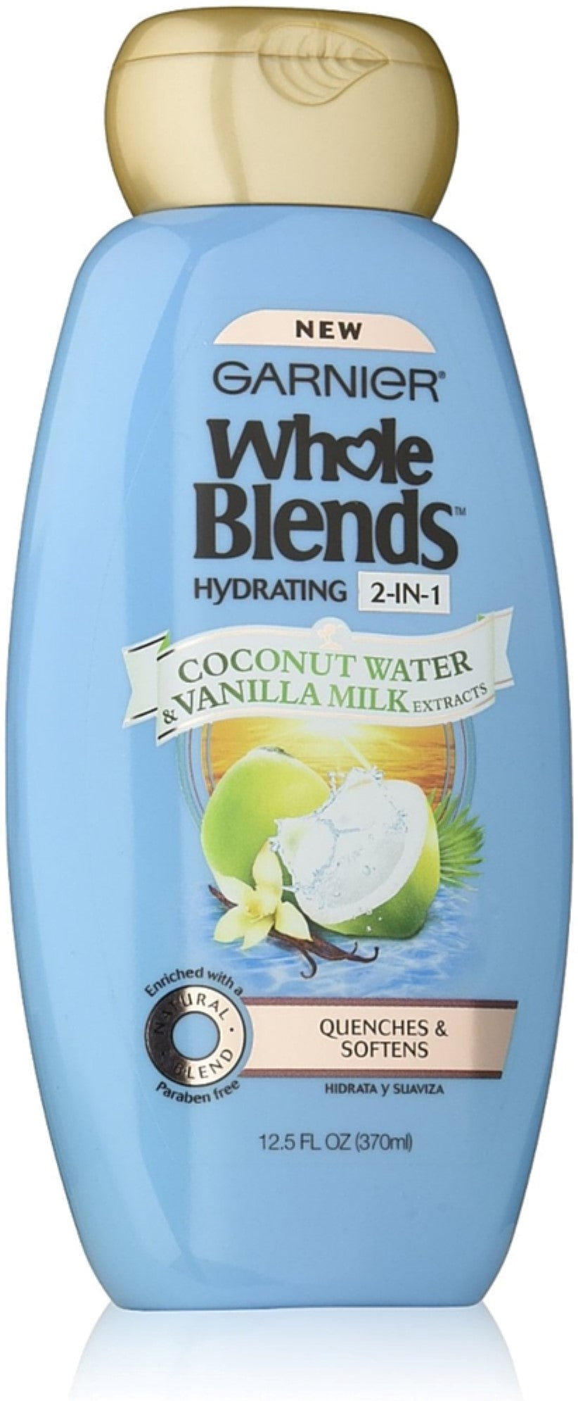 Garnier Whole Blends Hydrating 2-in-1 Shampoo & Conditioner, Coconut Water & Vanilla Milk Extracts 12.50oz